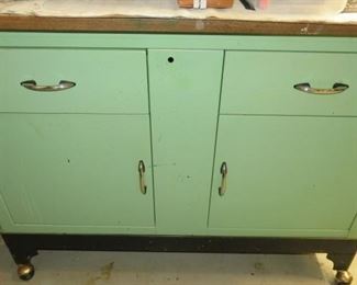 Vintage Green Metal Storage Cabinet