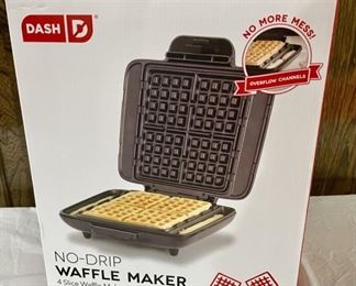 NIB- DASH No Drip Waffle Maker