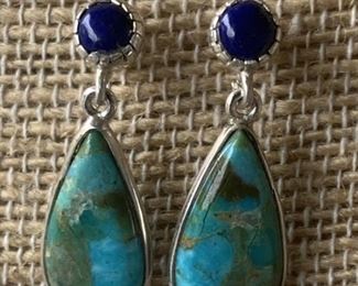 Sterling Silver, Turquoise, and Lapis Dangle