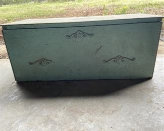 Teal Vintage Wooden Chest