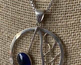 Sterling Silver Necklace with Sapphire Gemstone