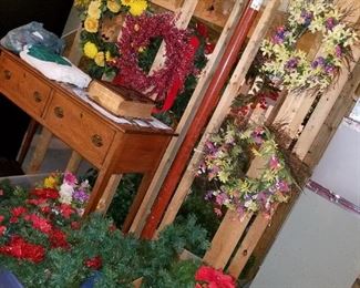 Christmas and holiday wreaths & decorations (basement pictures, nothing is staged yet)