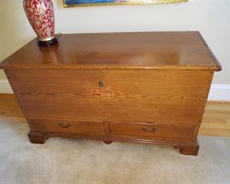 Bedroom #1: antique trunk. 50" wide x 23" deep x 27" tall