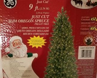 pre-lit 9 foot "skinny" Christmas tree