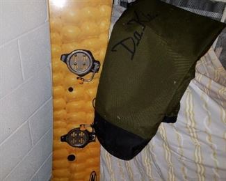 snowboard, DaKine bag and 2 pair boots, ladies size 6.5