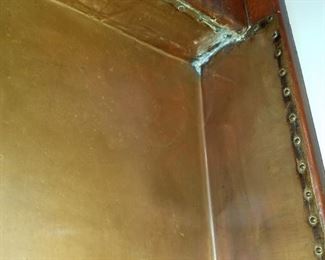 antique, copper lined dry sink 61" long x 20" deep x 34" tall