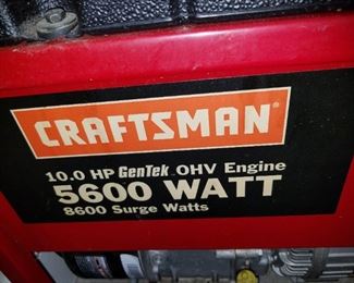 Craftsman generator with Briggs & Stratton engine and service record