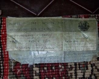 Sarab runner rug: tag