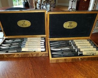 antique knife sets, with sterling trim
