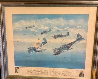 Framed Print of "Last Flight" of Gregory "Pappy" Boyington Major, U.S.M.C. Numbered 443/500.