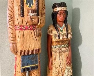 Wooden Cigar Store Indian and Maiden,