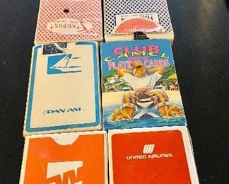 Playing Cards, "Pan Am", United Airlines", "Western Airlines", "Stardust", "Camel", "Harrah's".