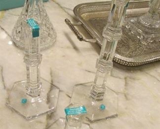 New Tiffany crystal candlesticks with box