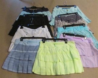 More and more Lululemon tennis skirts, some never worn.