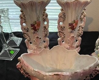 Vintage Porcelain Sideboard Hand Painted Set