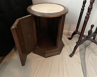 Round Marble Top Side Table, Square Mahogany Marble Top Lamp/Plant Table