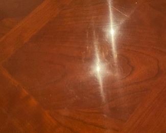 Just in Time for Thanksgiving and Christmas .... Stunning Two Pedestal Dining Room Table with Two Leaf's and Eight Chairs Two of Which are Captain's Chairs