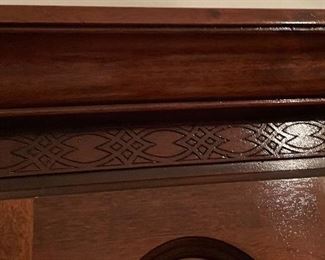 Mahogany China Cabinet with Flatware Drawer, Linen Storage Beautiful Carved Features