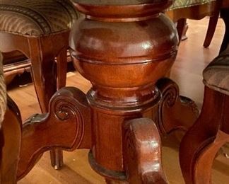 Just in Time for Thanksgiving and Christmas .... Stunning Two Pedestal Dining Room Table with Two Leaf's and Eight Chairs Two of Which are Captain's Chairs