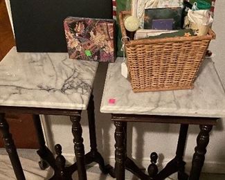 Square Marble Top Lamp/Plant Stands, Assorted Household Decor Nik Naks Bric A Brac