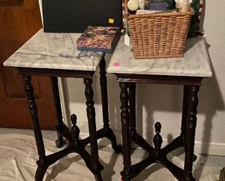 Square Marble Top Lamp/Plant Stands, Assorted Household Decor Nik Naks Bric A Brac