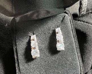 Assorted Costume Jewelry CZ some 925 Sterling, 14K Gold Plated CZ Pierced Earrings