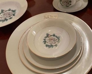Just in Time for Thanksgiving and Christmas .... Stunning Two Pedestal Dining Room Table with Two Leaf's and Eight Chairs Two of Which are Captain's Chairs, Narumi China Japan White Rose