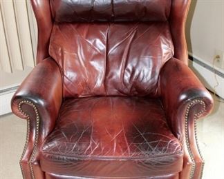 Drexel Heritage Clawfoot Leather Wing Back Chair