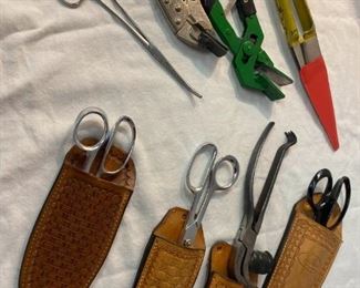 Scissors with Tooled Cases and Grips