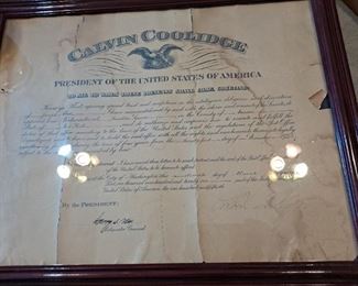 Postmaster General Appointment Certificate Signed By President Calvin Coolidge. 