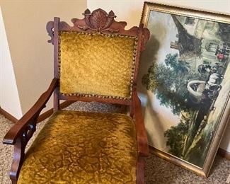 Antique velvet chair