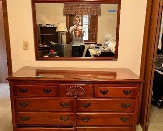 Vintage cherry dresser with mirror