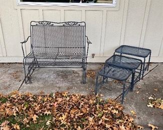 Wrought iron rocker and side tables