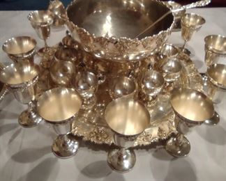 Punch bowl, tray, laddle, and cups.
Also, beautiful goblets.