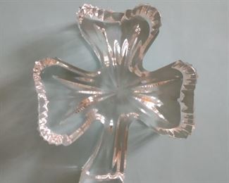 Signed Waterford Crystal Shamrock Paperweight.