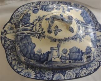 Enoch blue and white with lid.