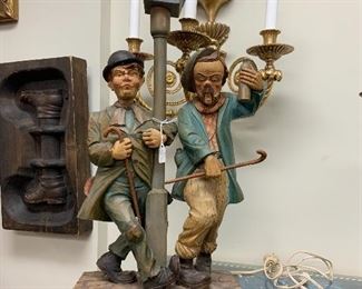 German Hand Carved Drinking & Dancing Lamp