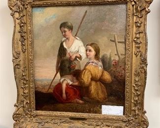 19th c Oil Painting in Gilt Frame 