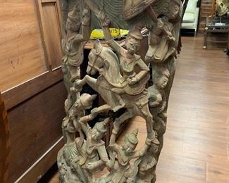 Hand Carved Wood & Polychome Sculpture, Balinese 