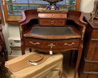 Ladies French Writing Desk, Gucci Luggage and a Majolica Centerpiece 