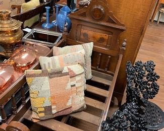 American Victorian Rocking Cradle, Cast Iron Garden Seats Grape Pattern