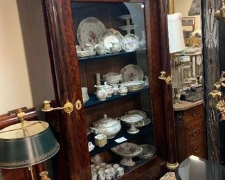 French Period Vitrine with Ormolu Mounts, Scads of Dresden Flowers China