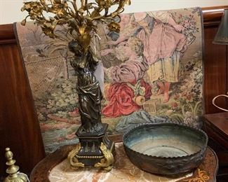 French Bronze Candelabrum, one of several French Coffee Tables 