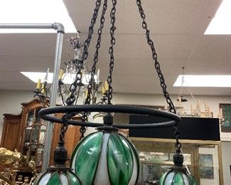 Signed Handel 4 Shade Hanging Fixture 