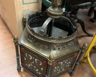 Bronze Bankers Hanging Fixture with Griffin Motif