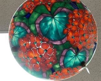 Gorgeous French Reverse Painted Hanging Fixture WOW what color