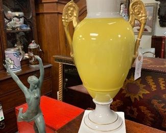 French Art Deco Figure, Vista Alegra Vase with Gilt Handles  