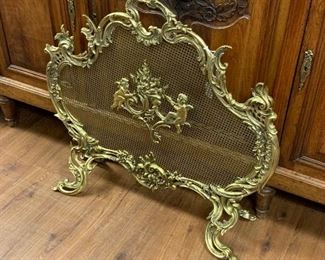 Antique French Bronze Fire Screen