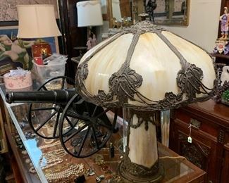 Post Nouveau Carmel Slag Table Lamp