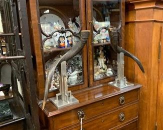 Period English Secretary,  Mounted Horns 